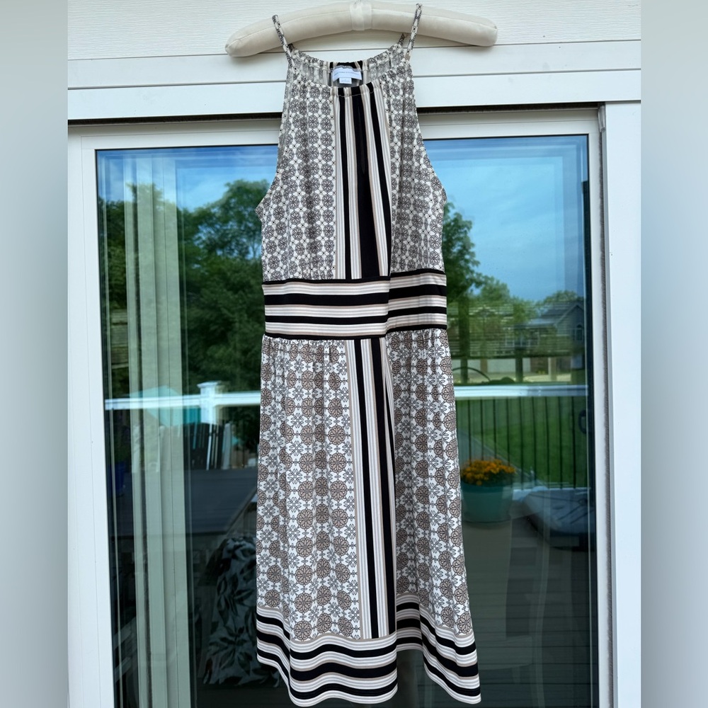 New York & Company Black, Cream and White Halter Sundress - size small